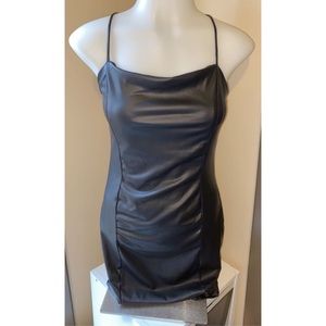 Faux Leather Black Dress